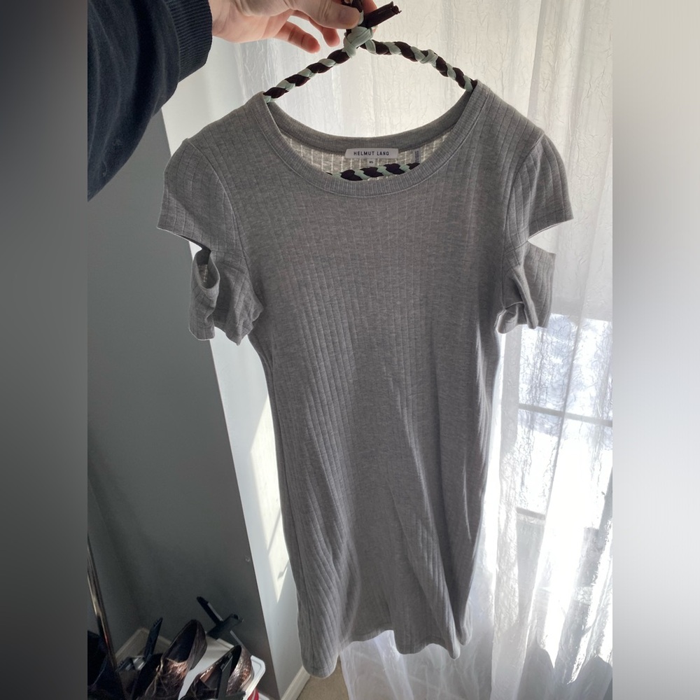 Helmut Lang Light Gray Ribbed dress